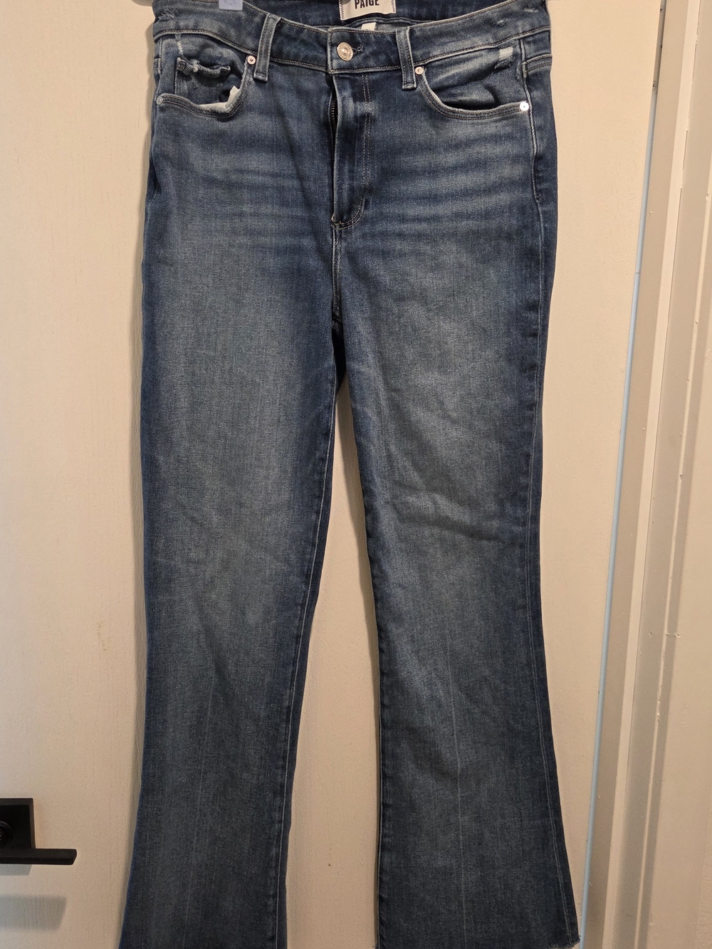 PAIGE Blue Flared Wide-Leg Jeans
